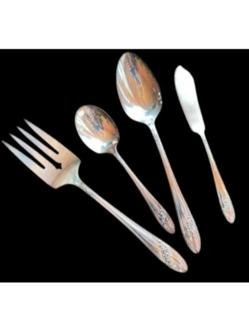 Vintage Oneida Queen Bess II 1946 Silverplate 4-Piece Serving Set Tudor